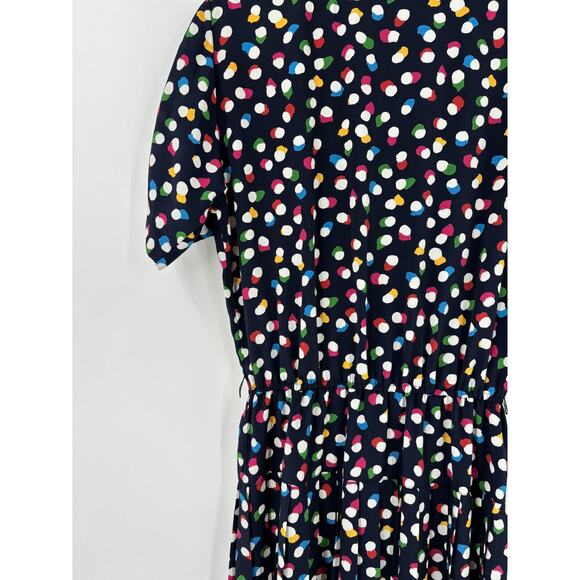 Liz Roberts Vintage Dress Womens Large XL Blue Polka Dot Pleated Button Front - Picture 9 of 15